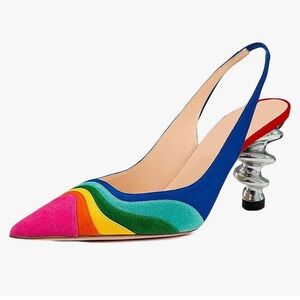 YDN Women's Fashion Metallic Spiral Heel shoes